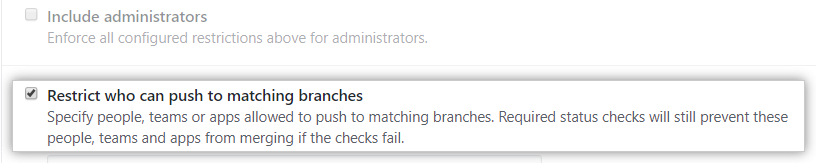 Branch restriction checkbox