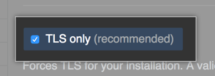 Caixa de seleção para escolher somente TLS