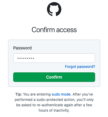 Screenshot of password prompt for sudo mode