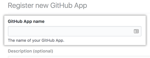 GitHub アプリの名前を入力するフィールド