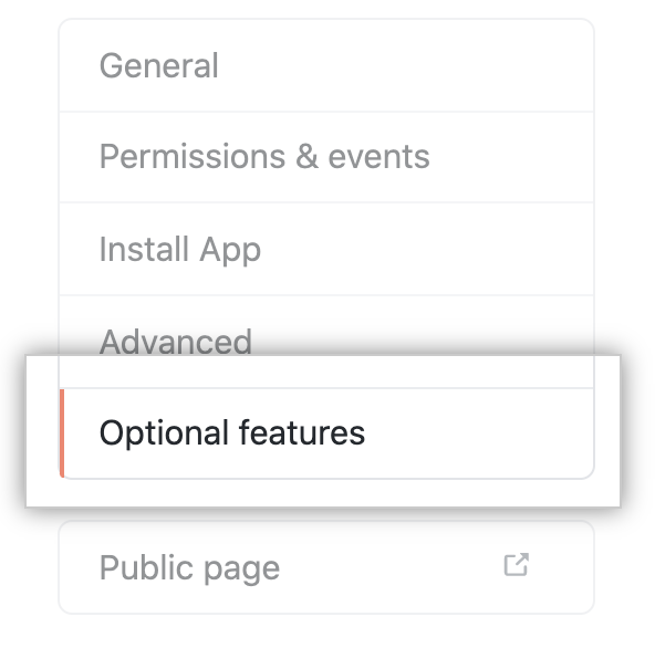 Optional features tab
