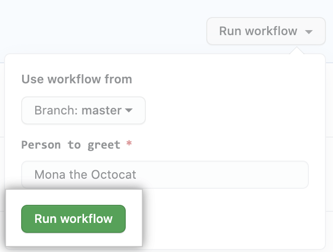 actions manually run workflow