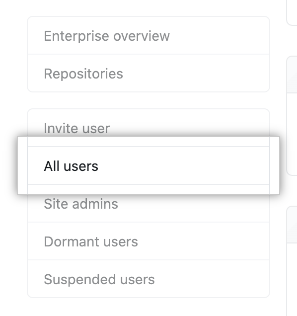 Elemento de barra lateral "Todos los usuarios" en la configuración del administrador del sitio