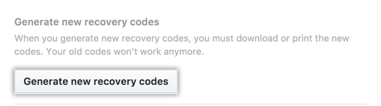[Generate new recovery codes](新しい回復用コードの生成) ボタン