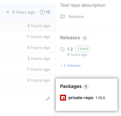 Packages link on repo overview page