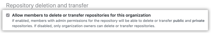 Checkbox to allow members to delete repositories