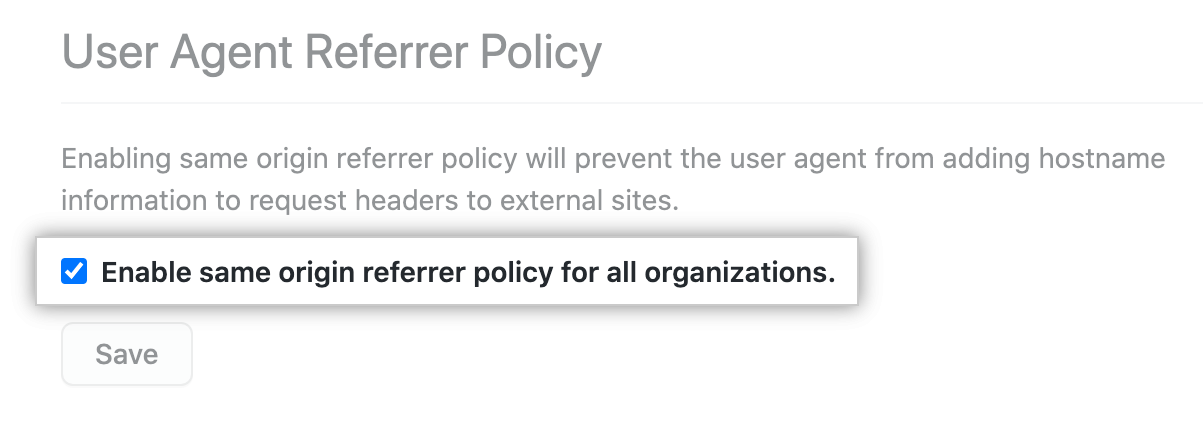 Checkbox for enabling same origin referrer policy