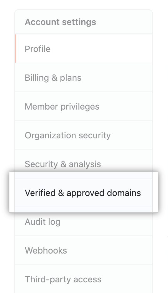 "Verified & approved domains" tab