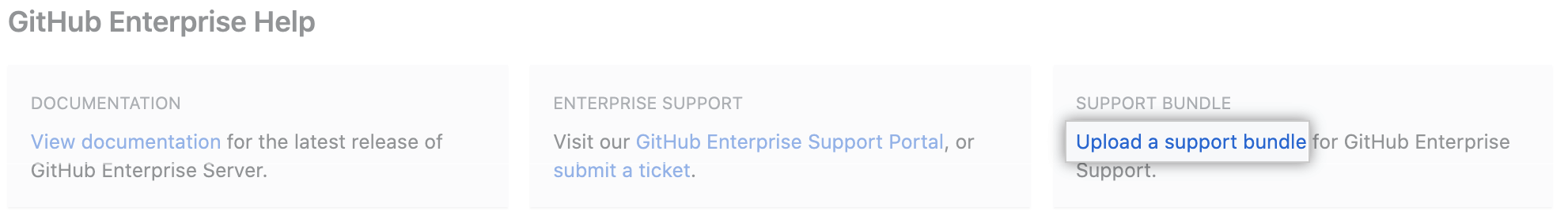 Screenshot showing "Upload a support bundle link".