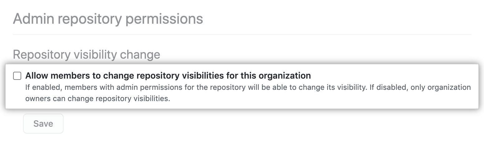 Checkbox to allow members to change repository visibility