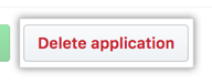 Button to delete the application