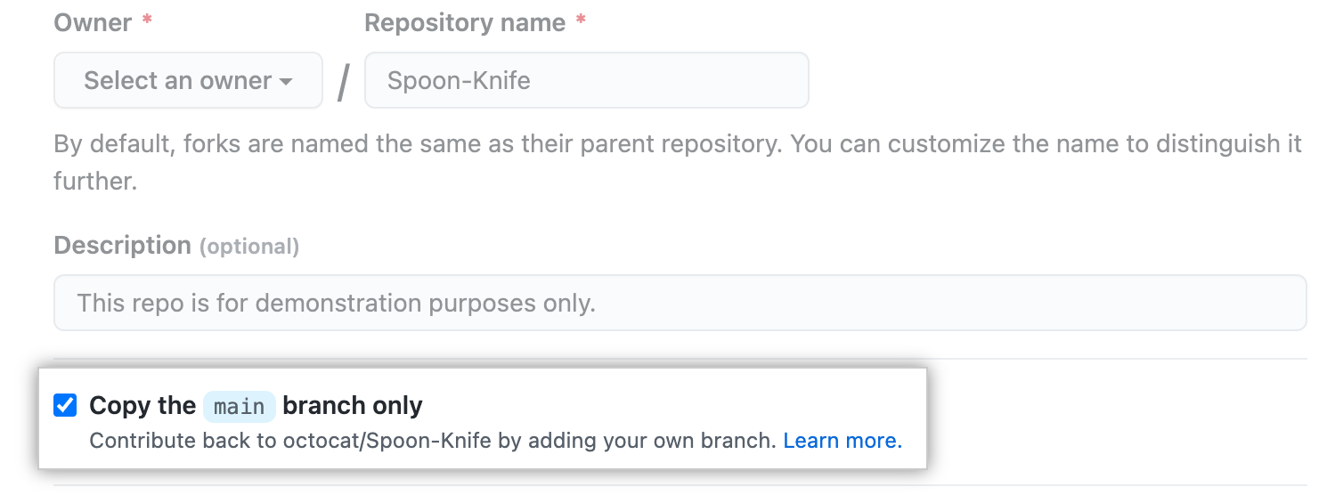Option to copy only the default branch