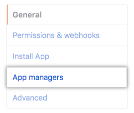 Botón App managers (Administradores de la app) en la barra lateral