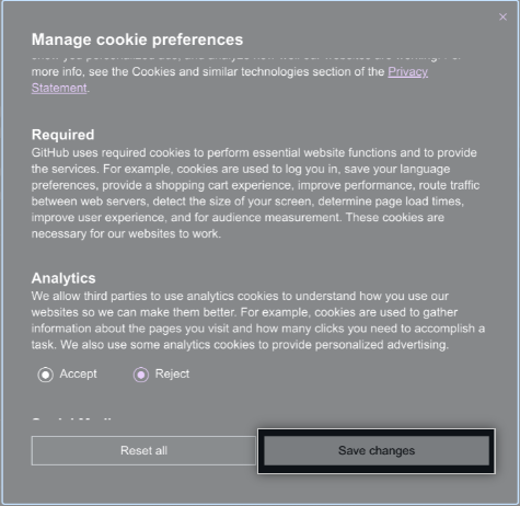 Captura de pantalla del botón para guardar los cambios.