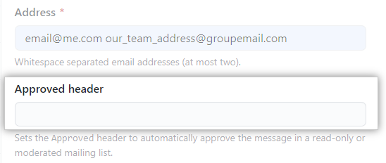 Email approved header textbox
