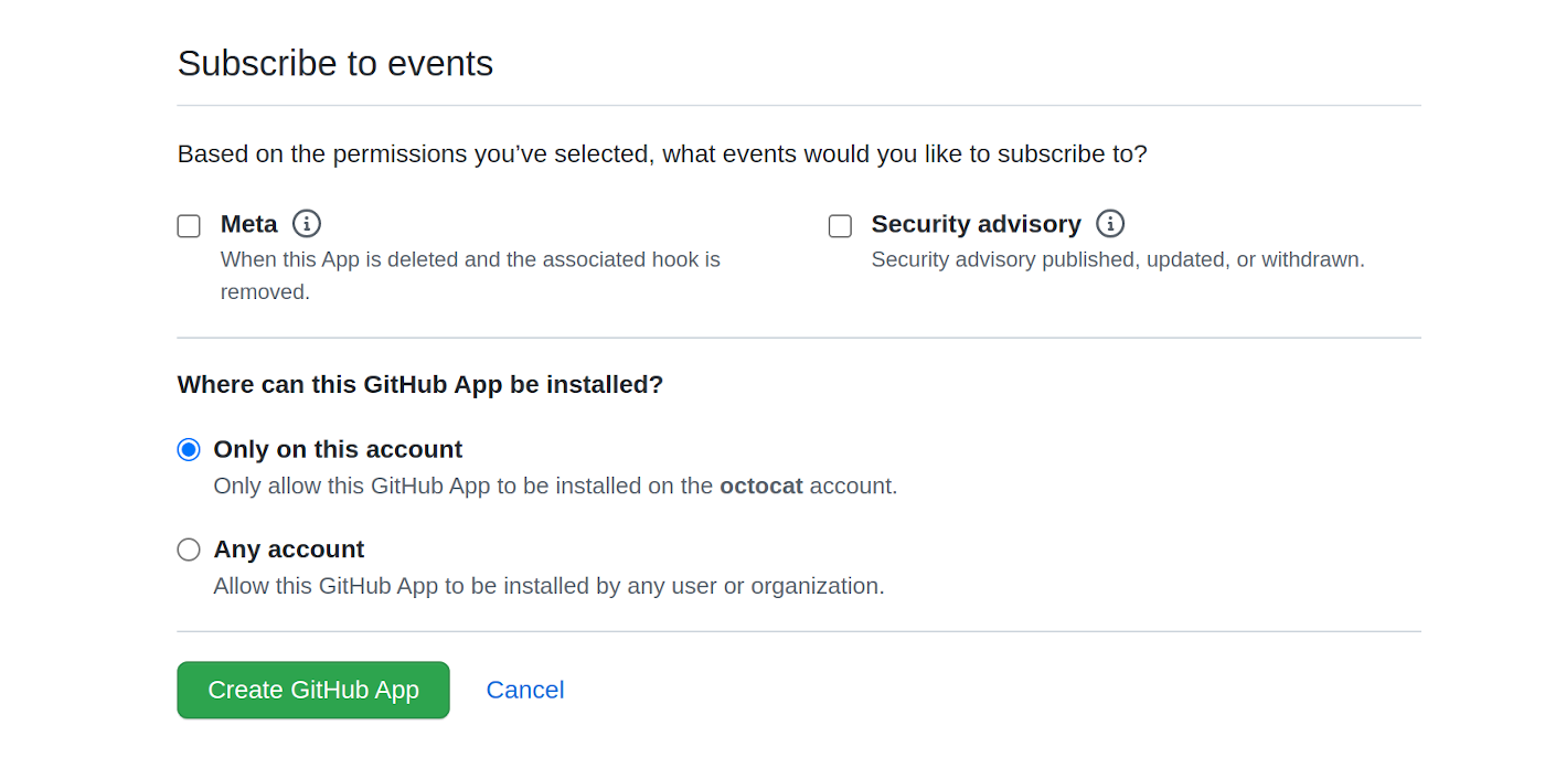 GitHub App privacy