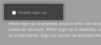Enable sign-up checkbox
