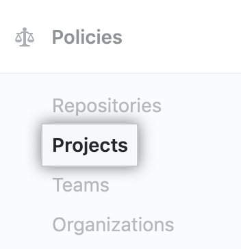 Projects tab in the enterprise account settings sidebar