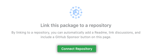 Connect a repository button on packages landing page