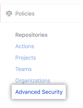 "Advanced Security" policies in sidebar