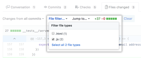 File filter drop-down menu