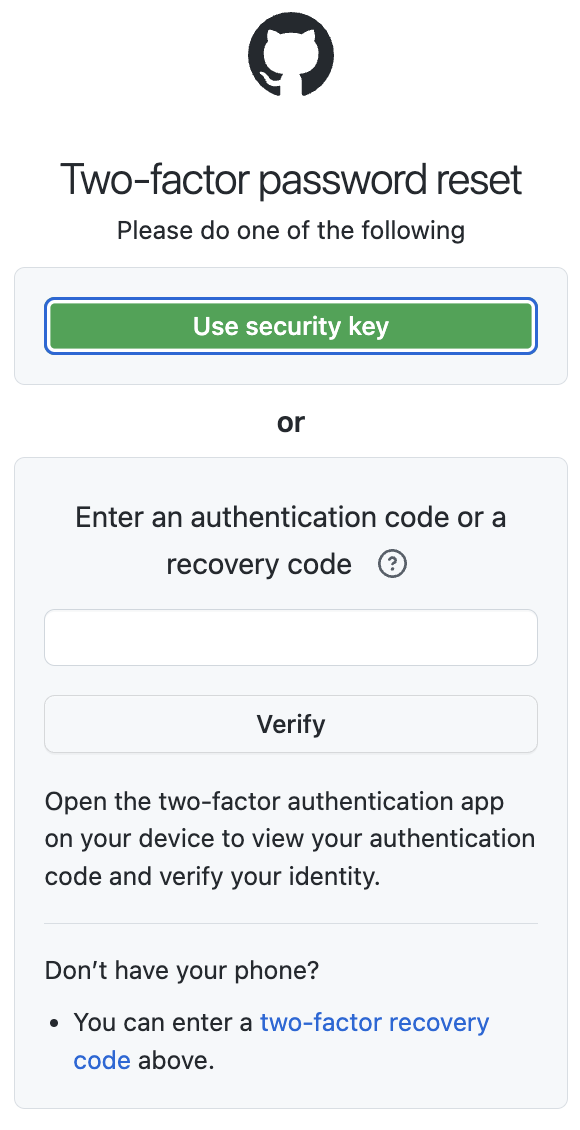 Two-factor authentication prompt