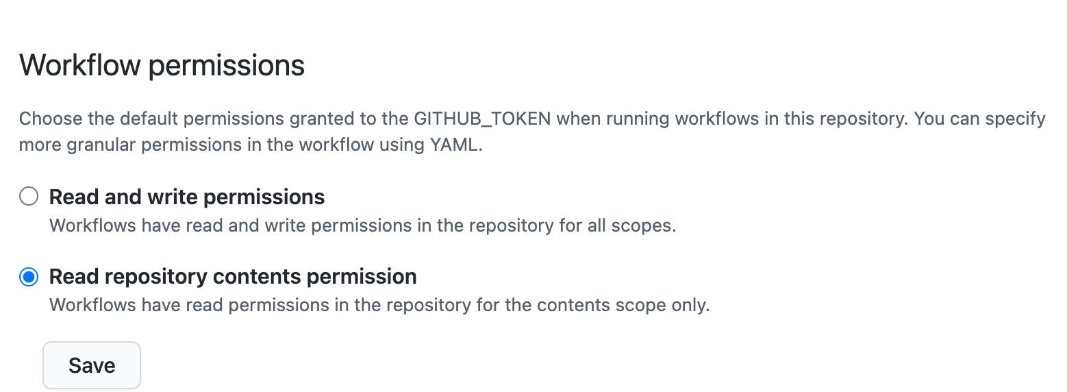 Set GITHUB_TOKEN permissions for this repository