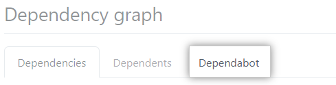 Dependency graph, Dependabot tab