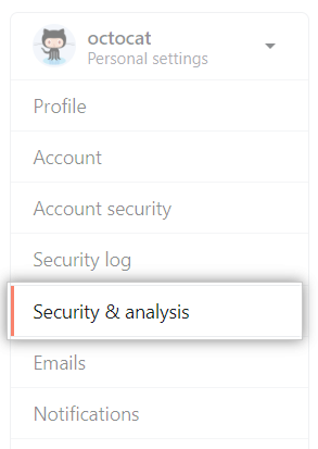Security and analysis settings