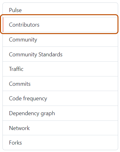 Screenshot of the "Contributors" tab. The tab is highlighted with a dark orange outline.