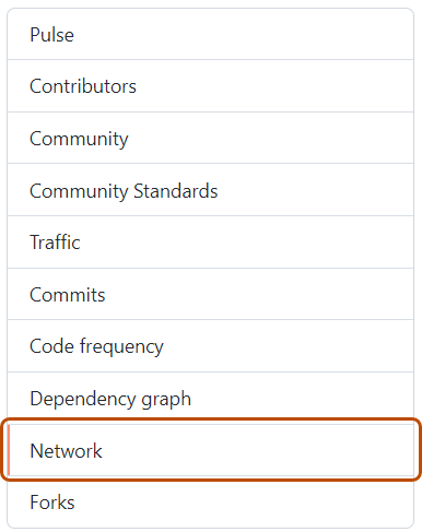 Screenshot of the left sidebar. The "Network" tab is highlighted with a dark orange outline.