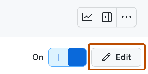 워크플로 메뉴 모음을 보여 주는 스크린샷. "편집" 단추가 주황색 사각형으로 강조 표시되어 있습니다.