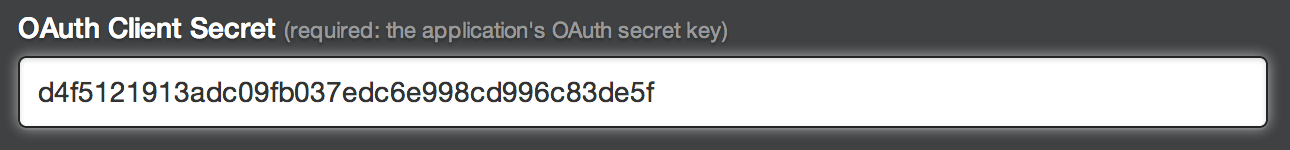 OAuth Client Secret text field
