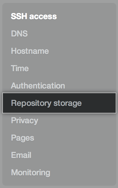 Repository storage tab