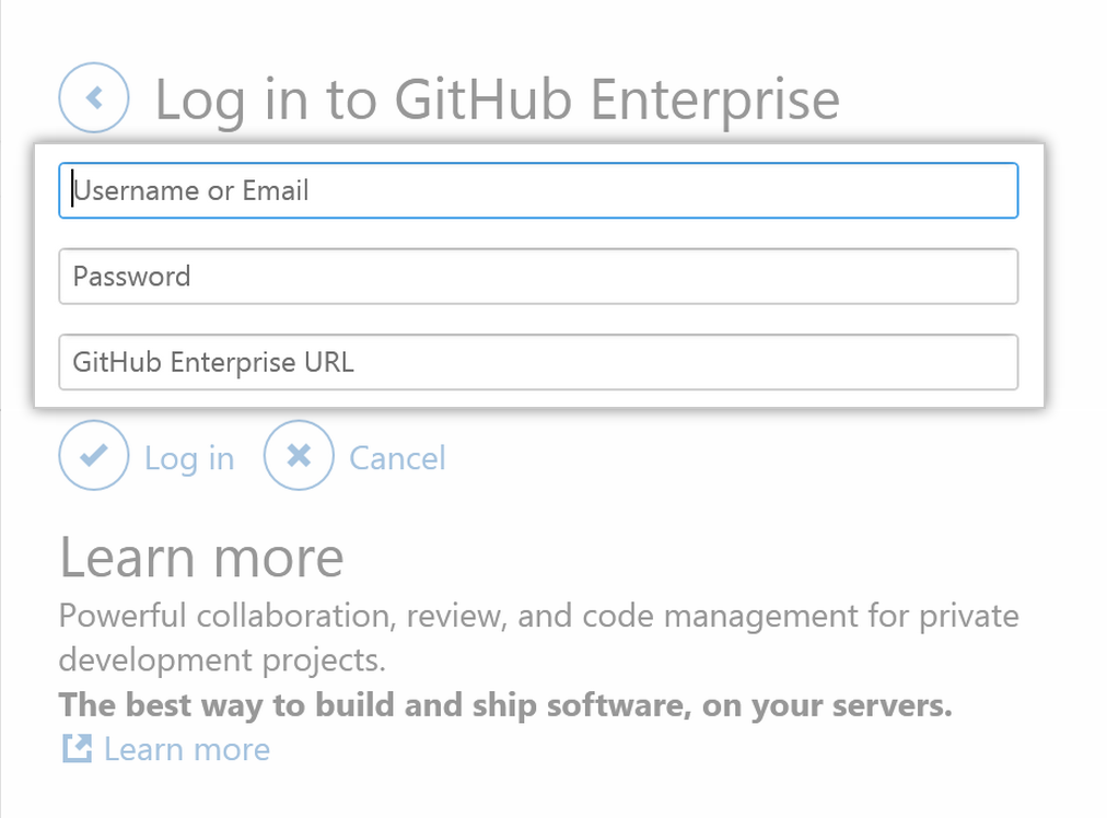 GitHub for Windows adding Enterprise details