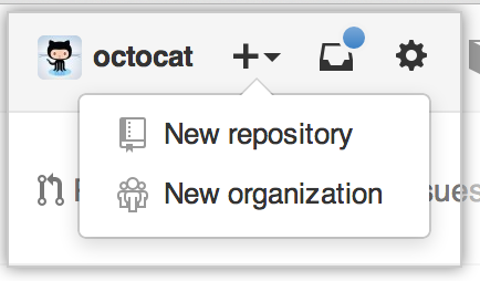 Create New Repository drop-down