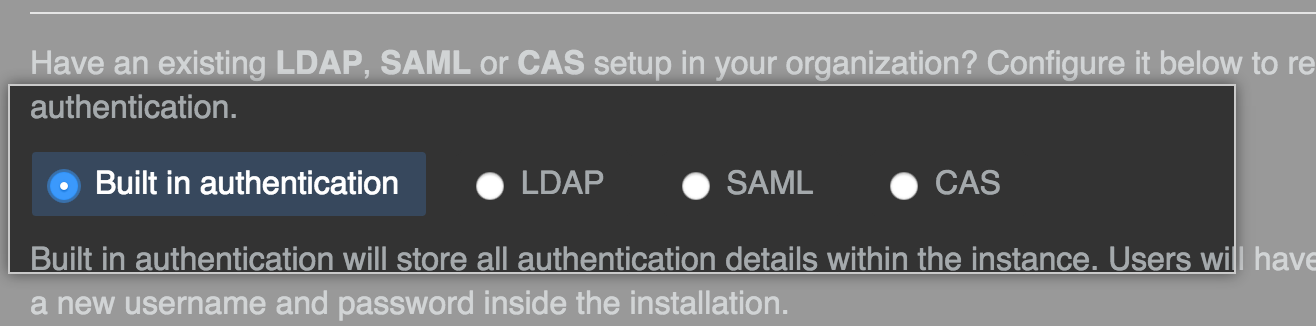 Select built-in authentication option
