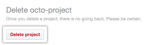 Delete project button
