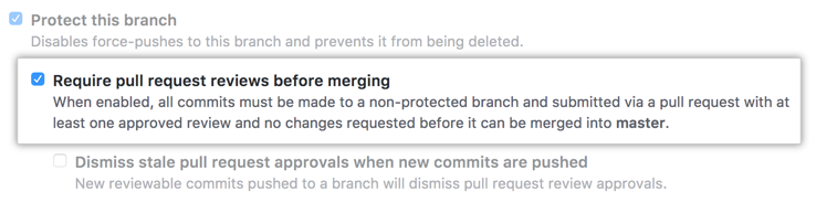 Pull request review restriction checkbox