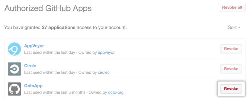 List of authorized GitHub App