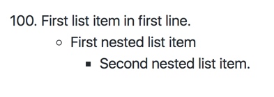 List with two levels of nested items