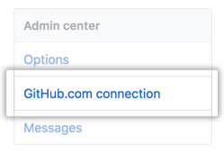 GitHub.com connection tab in the business account settings sidebar