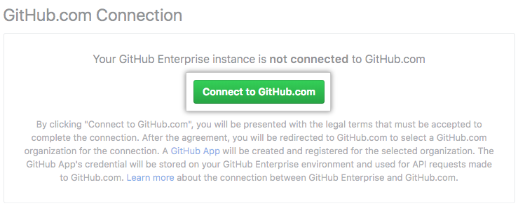 Connect to GitHub.com button