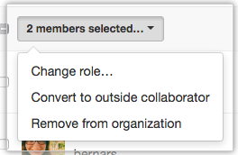 Drop-down menu with option to convert members to outside collaborators