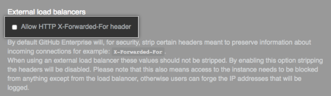 Checkbox to allow the HTTP X-Forwarded-For header