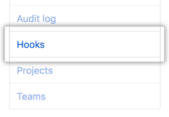 Hooks tab in the business account settings sidebar