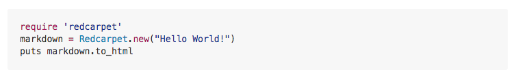 Bloque de código cercado representado con sintaxis de Ruby resaltada