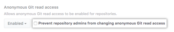Select checkbox to globally lock repository from changing its anonymous Git read access setting