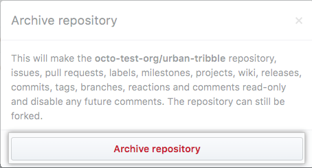 Botão Archive repository (Arquivar repositório)