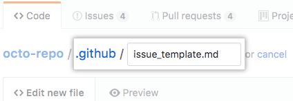 New issue template in hidden directory
